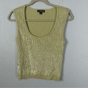 J. Crew Yellow Sequin Fitted Tank Top